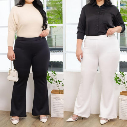 Belle Stretchable Scuba Plus Pants in Black