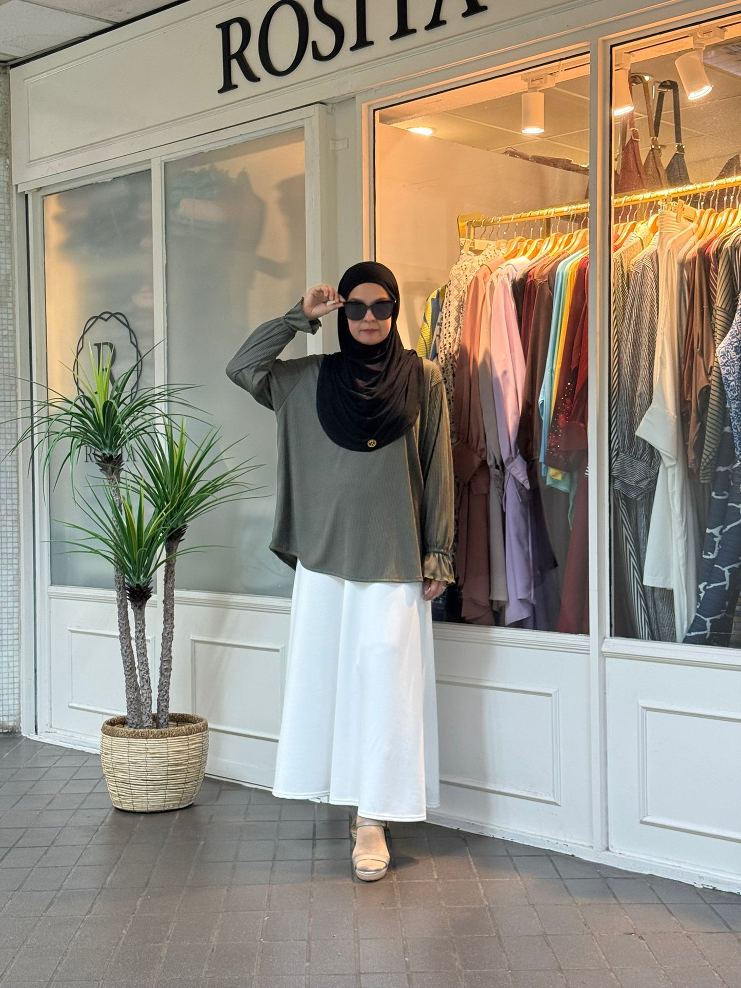 Reika Flounce Sleeves Top in Dark Sage (NEW!)