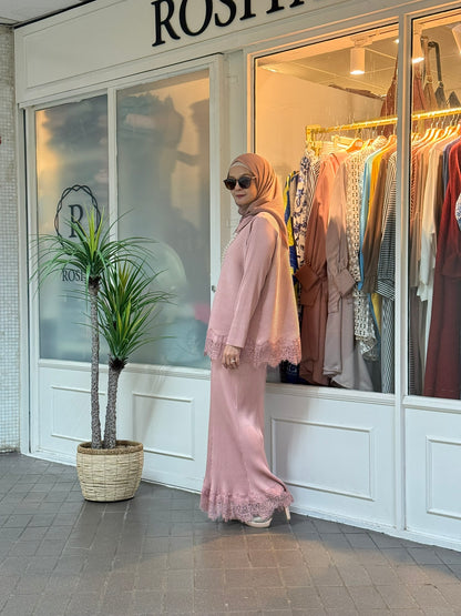 Sonia Pleated Skirt Set in Dusty Pink (NEW!)