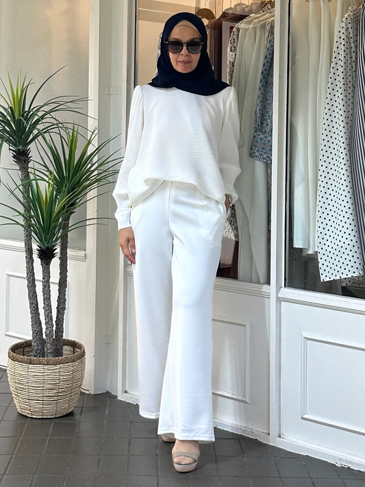 Adelle Stretchable Scuba Pants in White
