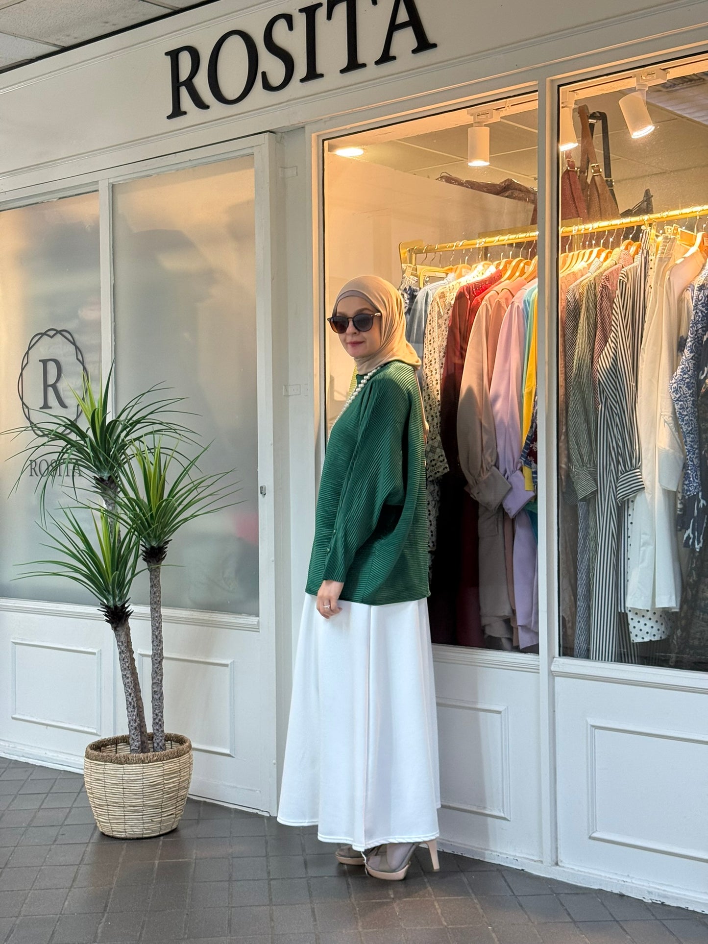Neena Pleated Batwing Top in Emerald (NEW!)