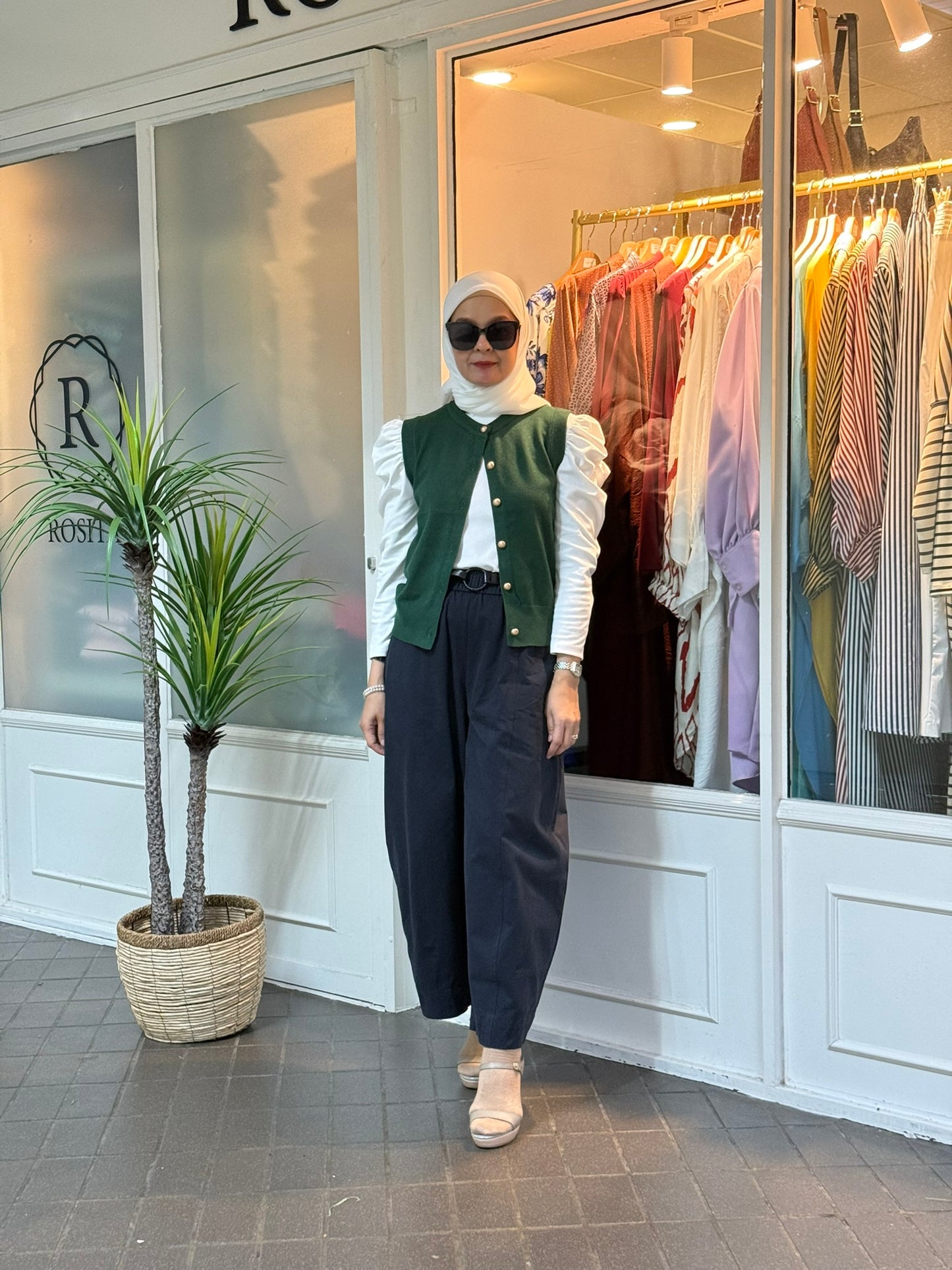 Leona Gold Button Vest in Emerald (NEW!)