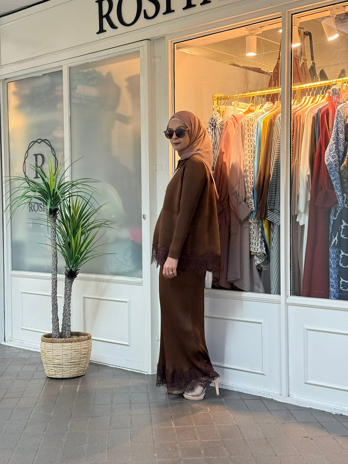 Sonia Pleated Skirt Set in Espresso (NEW!)