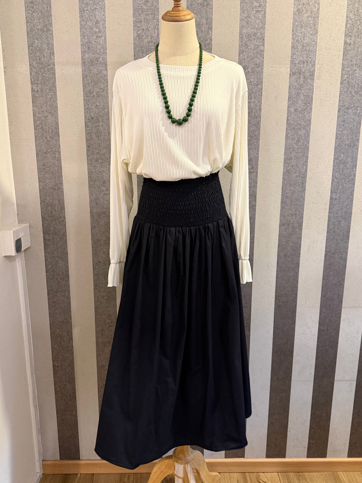 Kate Smocked Skirt in Black (NEW!)