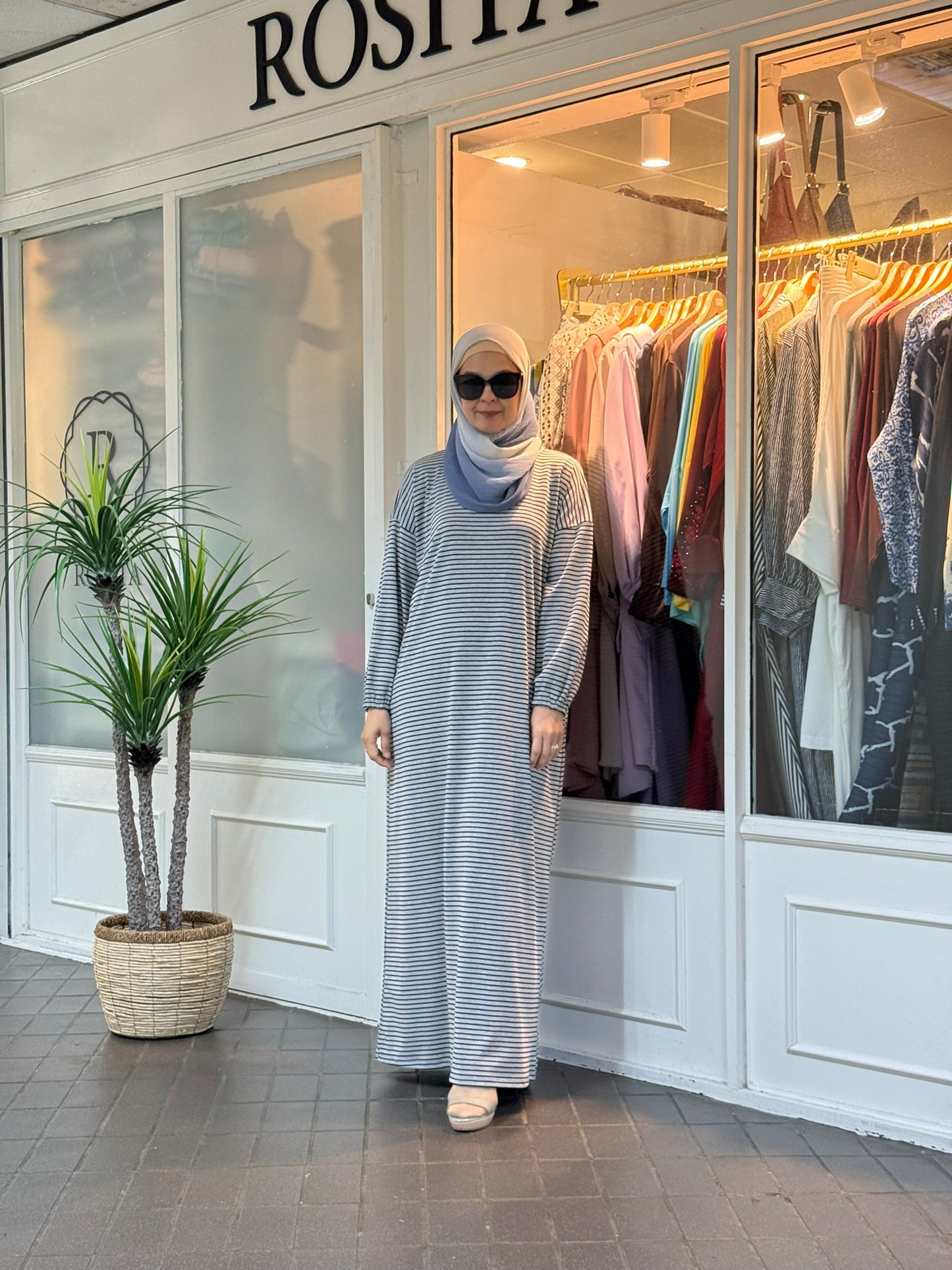 Mika Striped Dress in Grey (NEW!)
