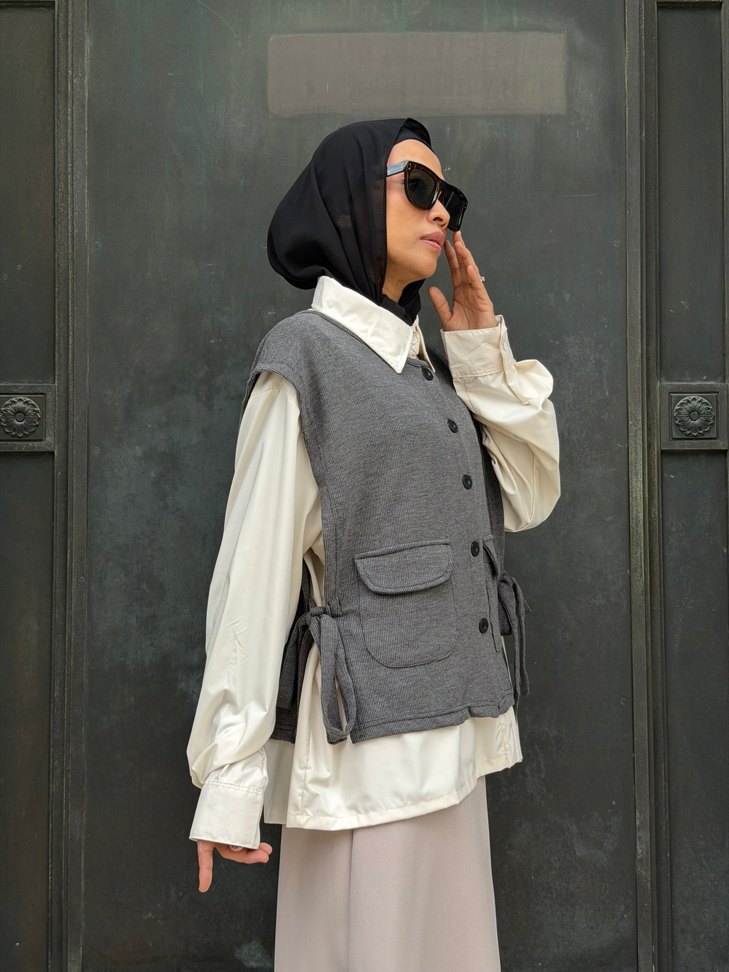 Vera Cotton Knit Vest in Grey (NEW!)