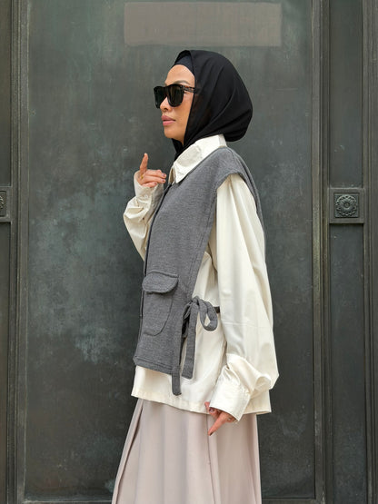 Vera Cotton Knit Vest in Grey (NEW!)