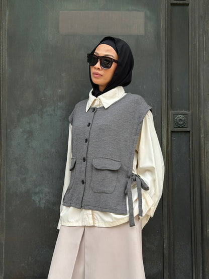 Vera Cotton Knit Vest in Grey (NEW!)