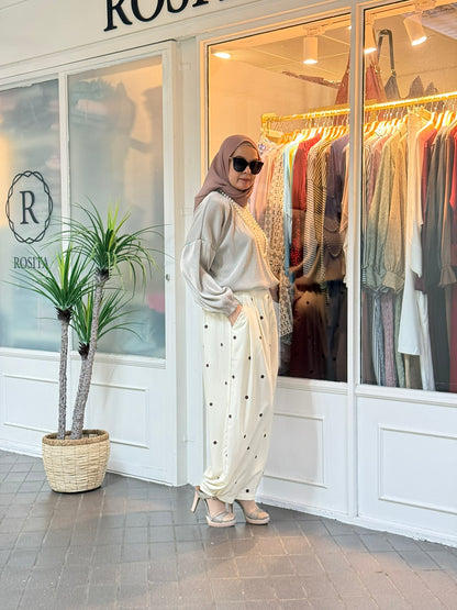 Hera Barrel Polkadot Pants in Horlicks (NEW!)