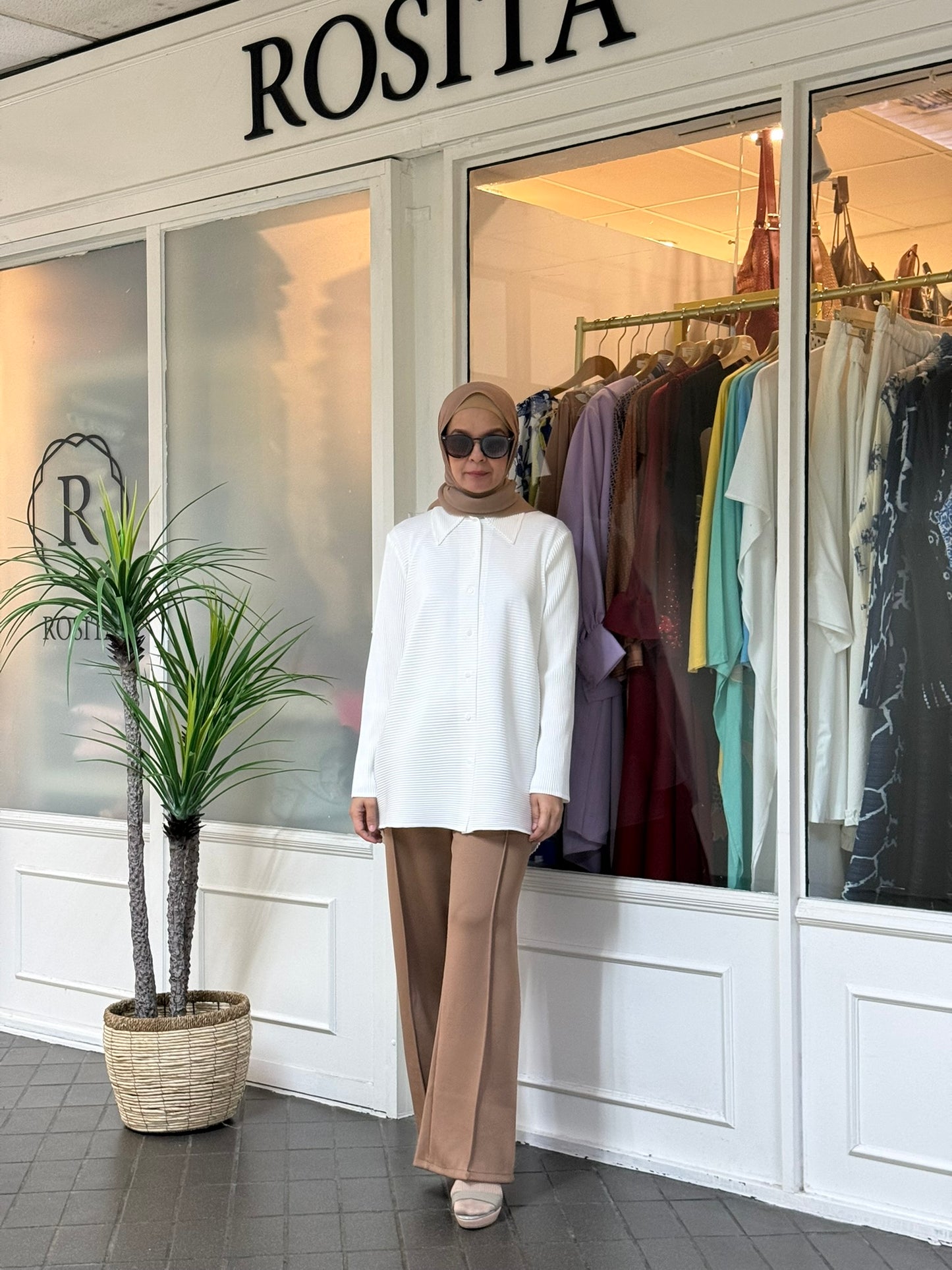 Veena Hi-Lo Pleated Top in White (NEW!)