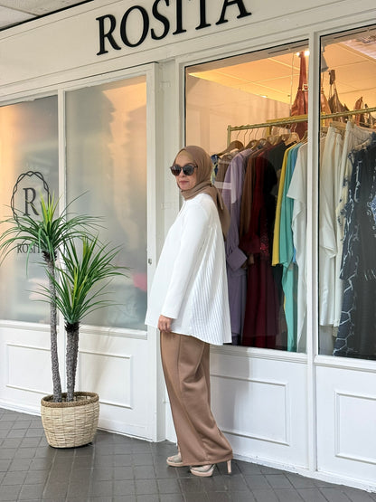 Veena Hi-Lo Pleated Top in White (NEW!)