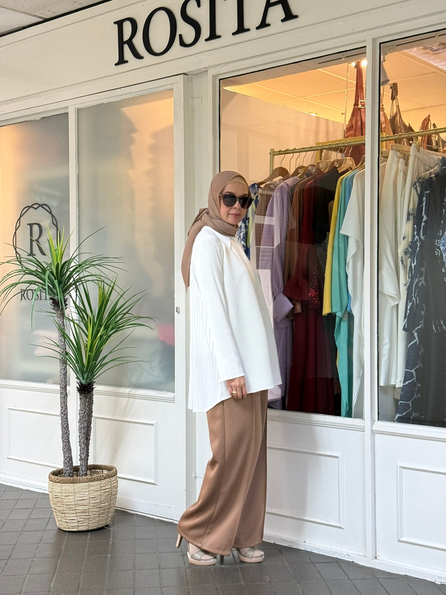 Veena Hi-Lo Pleated Top in White (NEW!)