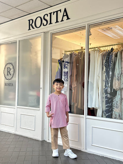 Boys Naem Kurta Top in Rose Pink Stripes (NEW!)