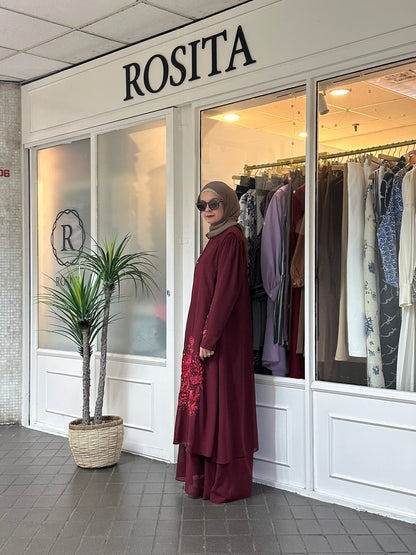 Amani Dress with vest in Maroon (NEW!)