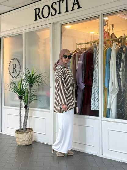 Novi Classic Striped 3/4 Sleeve Tunic in Coffee (NEW!)