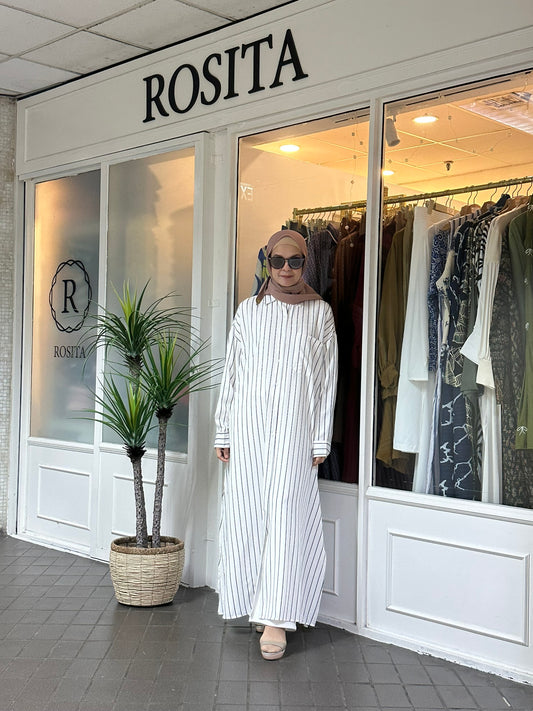 Carissa Shirt-Dress in White Classic Stripes (NEW!)