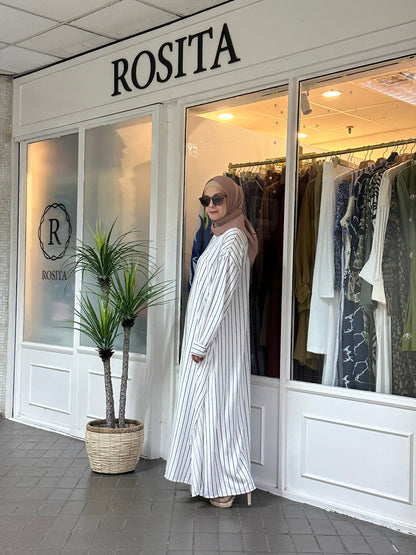 Carissa Shirt-Dress in White Classic Stripes (NEW!)