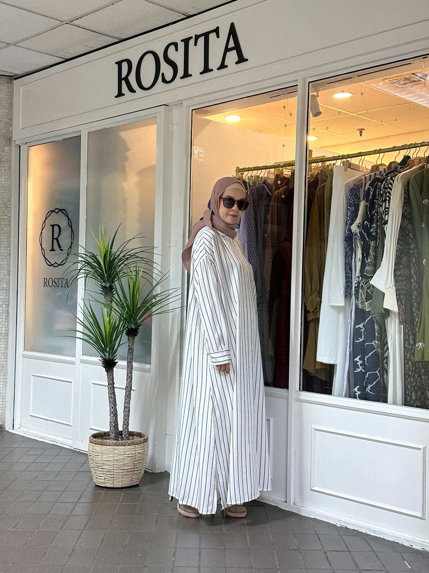 Carissa Shirt-Dress in White Classic Stripes (NEW!)