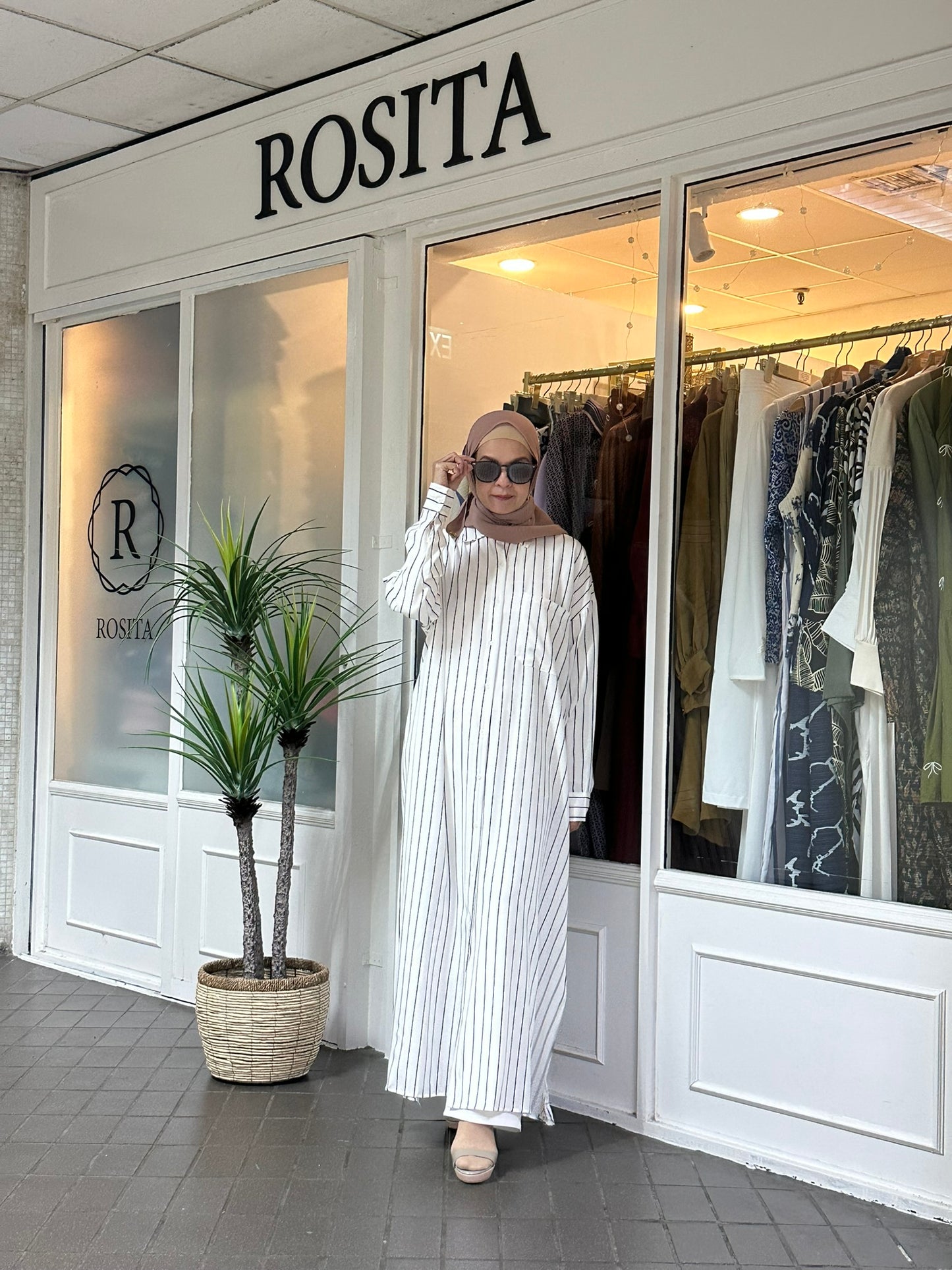 Carissa Shirt-Dress in White Classic Stripes (NEW!)