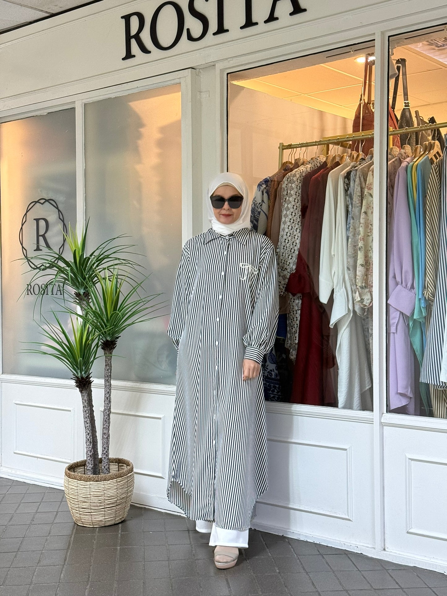 Sofea Long Tunic in Classic Black Stripes (NEW!)