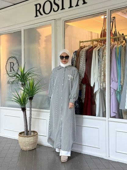 Sofea Long Tunic in Classic Black Stripes (NEW!)