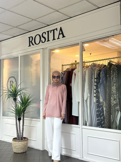 Veena Hi-Lo Pleated Top in Dusty Pink (NEW!)