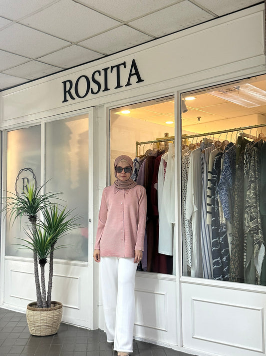 Veena Hi-Lo Pleated Top in Dusty Pink (NEW!)