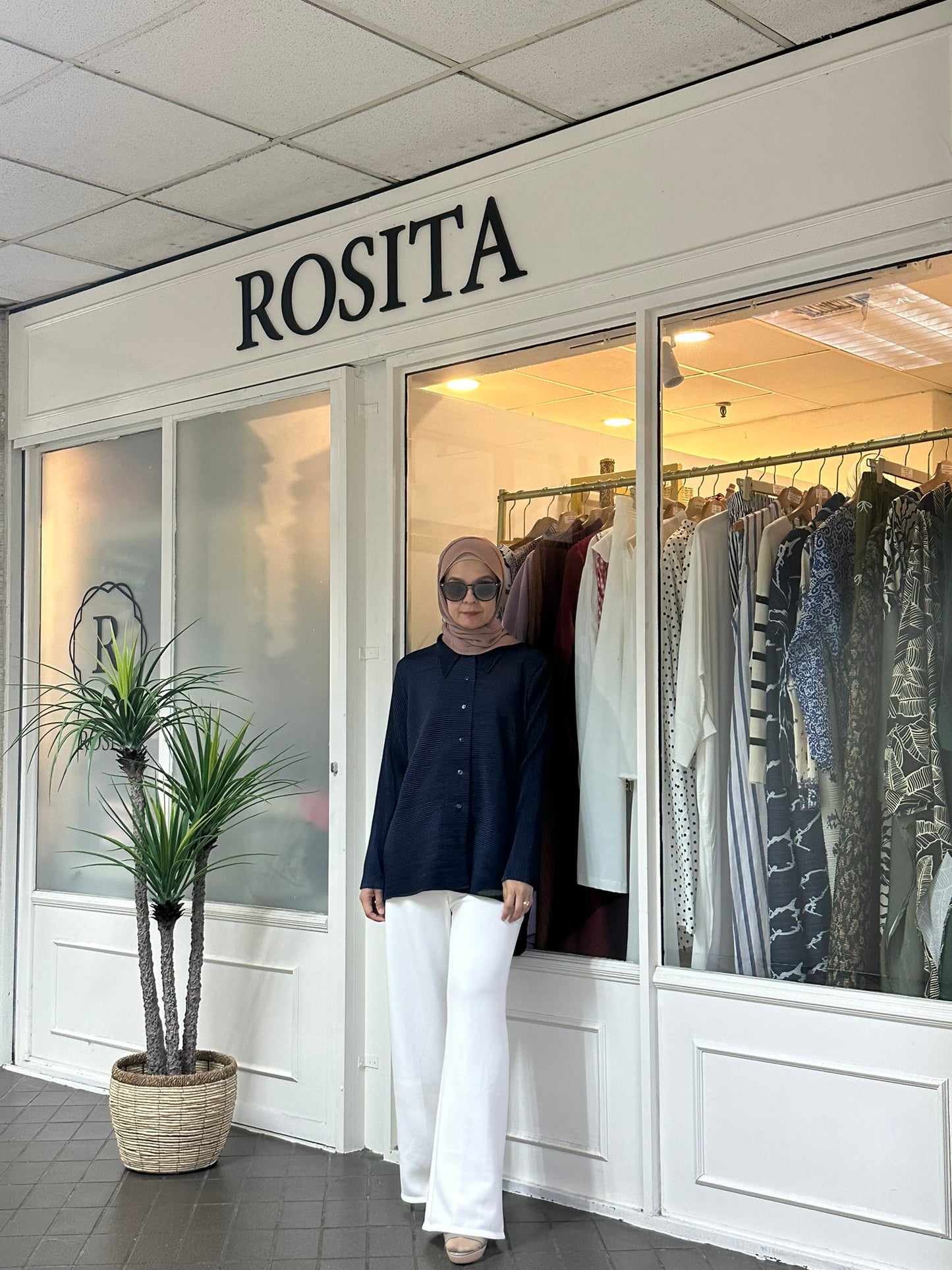 Veena Hi-Lo Pleated Top in Navy (NEW!)