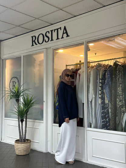 Veena Hi-Lo Pleated Top in Navy (NEW!)