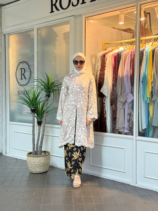 Ladies Ratna Embroidered Kebaya Top in Champagne (NEW!)