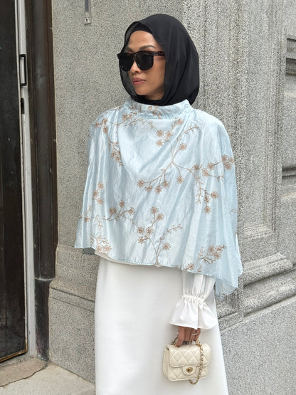 Grace Cape Blouse in Sky Blue (NEW!)