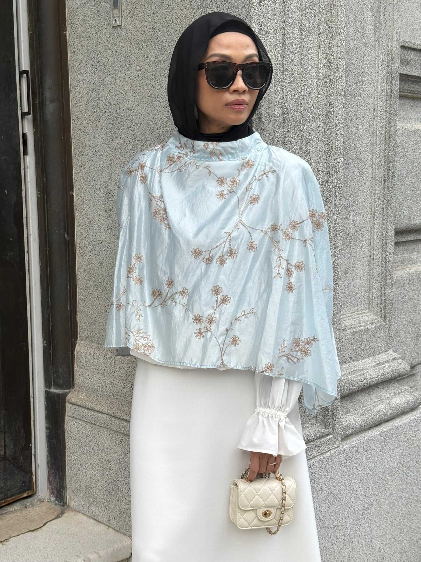 Grace Cape Blouse in Sky Blue (NEW!)
