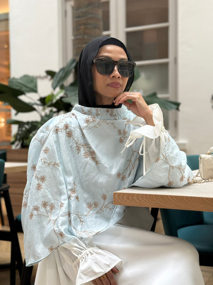 Grace Cape Blouse in Sky Blue (NEW!)