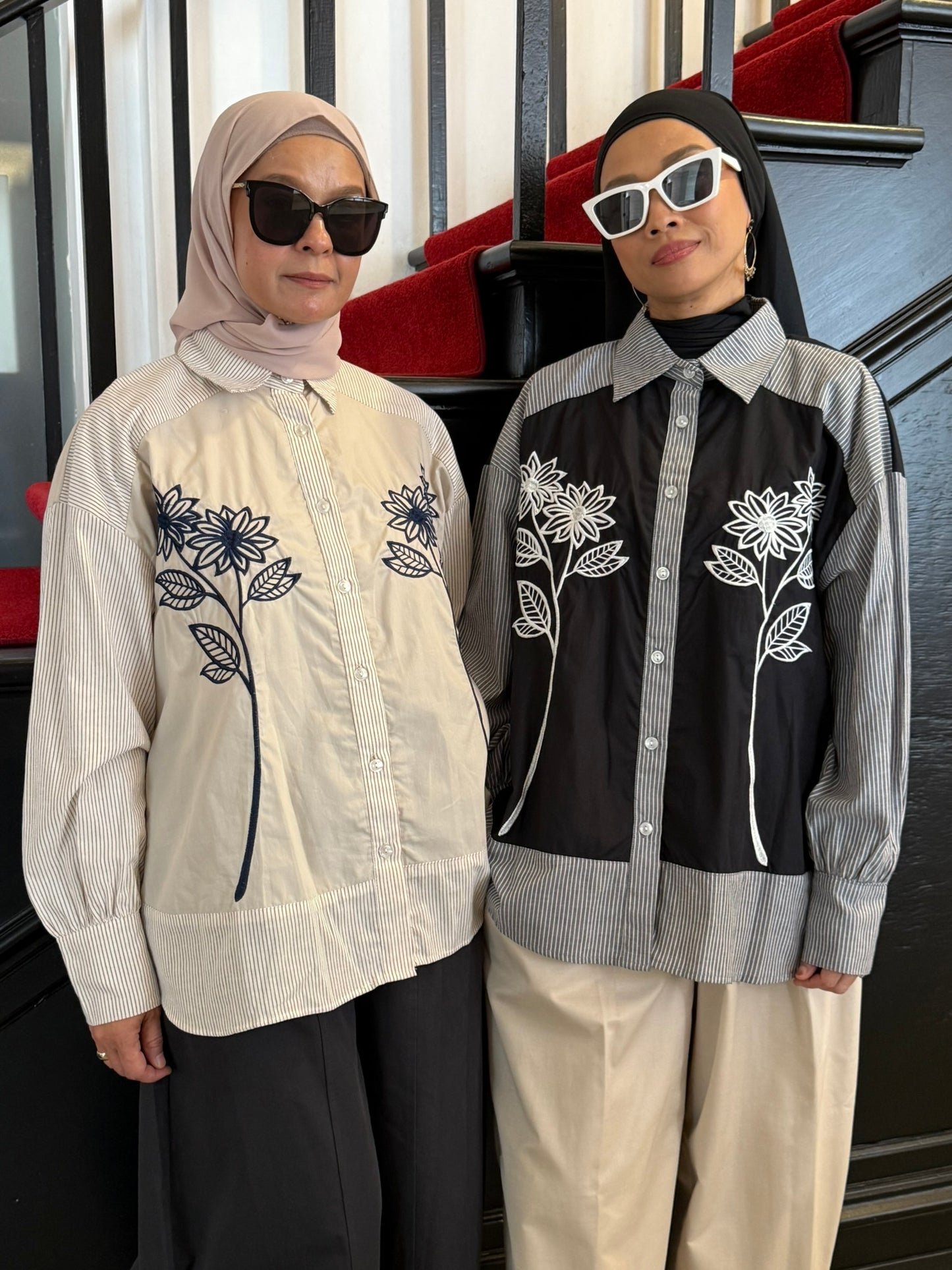 Dahlia Embroidery Relaxed Fit Shirt in Oatmeal (NEW!)