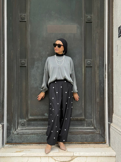 Hera Barrel Polkadot Pants in Black (NEW!)