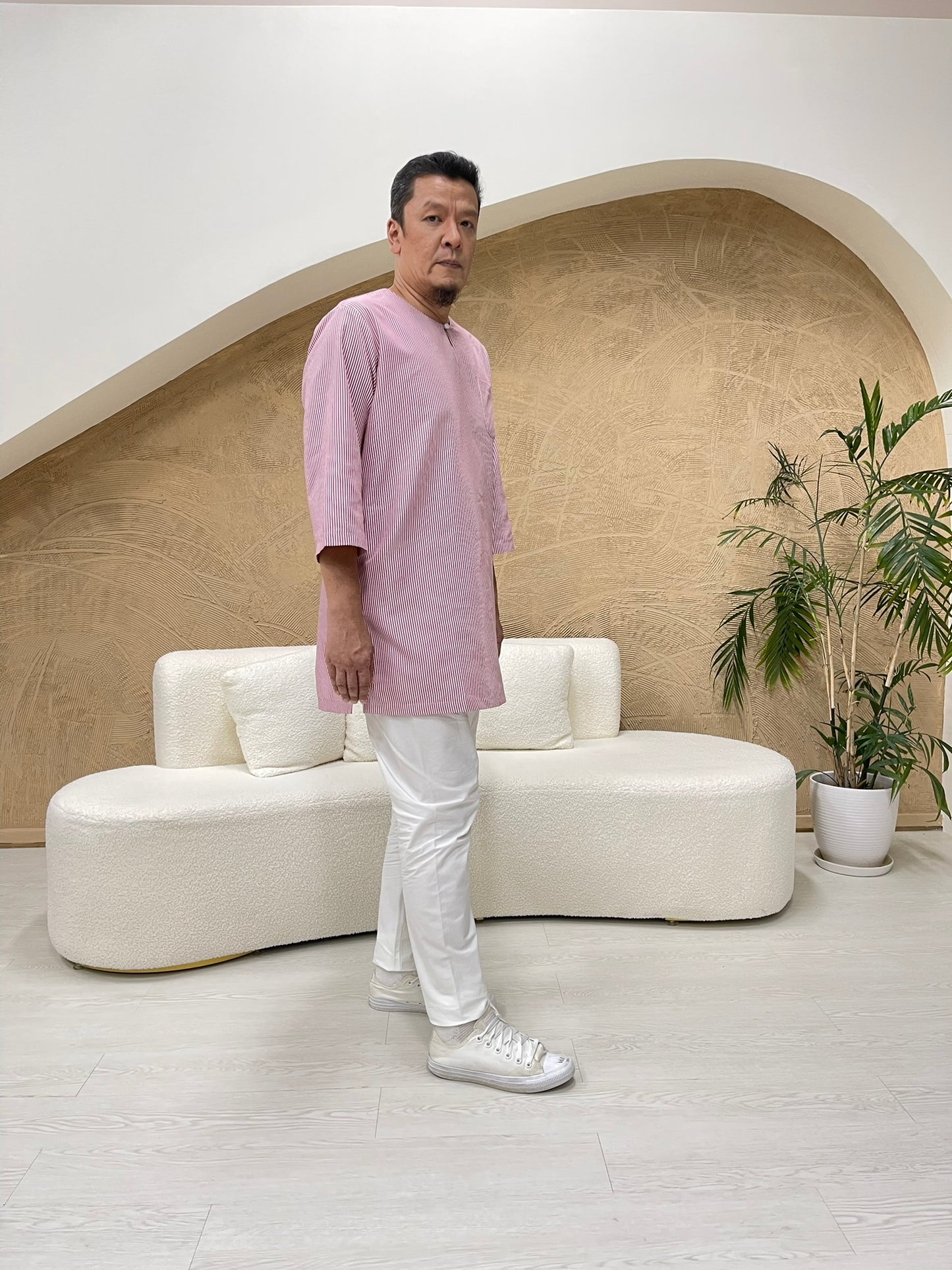 Mens Naem Kurta in Rose Pink Stripes (NEW!)