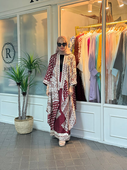 Sari Batik Outerwear Set in KK03 Maroon (NEW!)