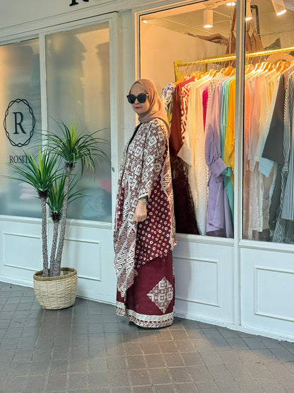 Sari Batik Outerwear Set in KK03 Maroon (NEW!)