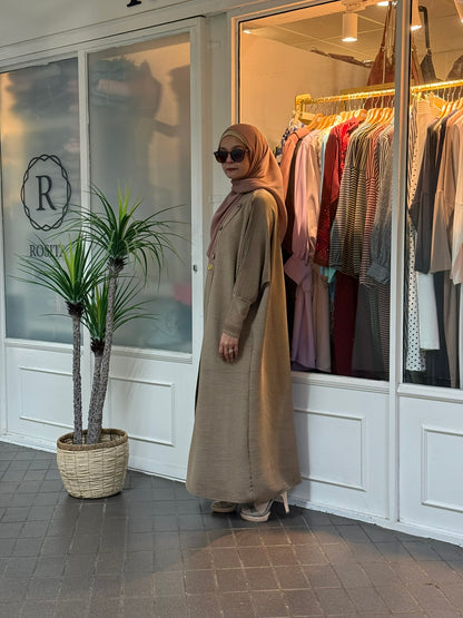 Reena Pleated Batwing Button Dress in Khaki (NEW!)