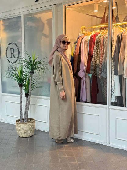Reena Pleated Batwing Button Dress in Khaki (NEW!)