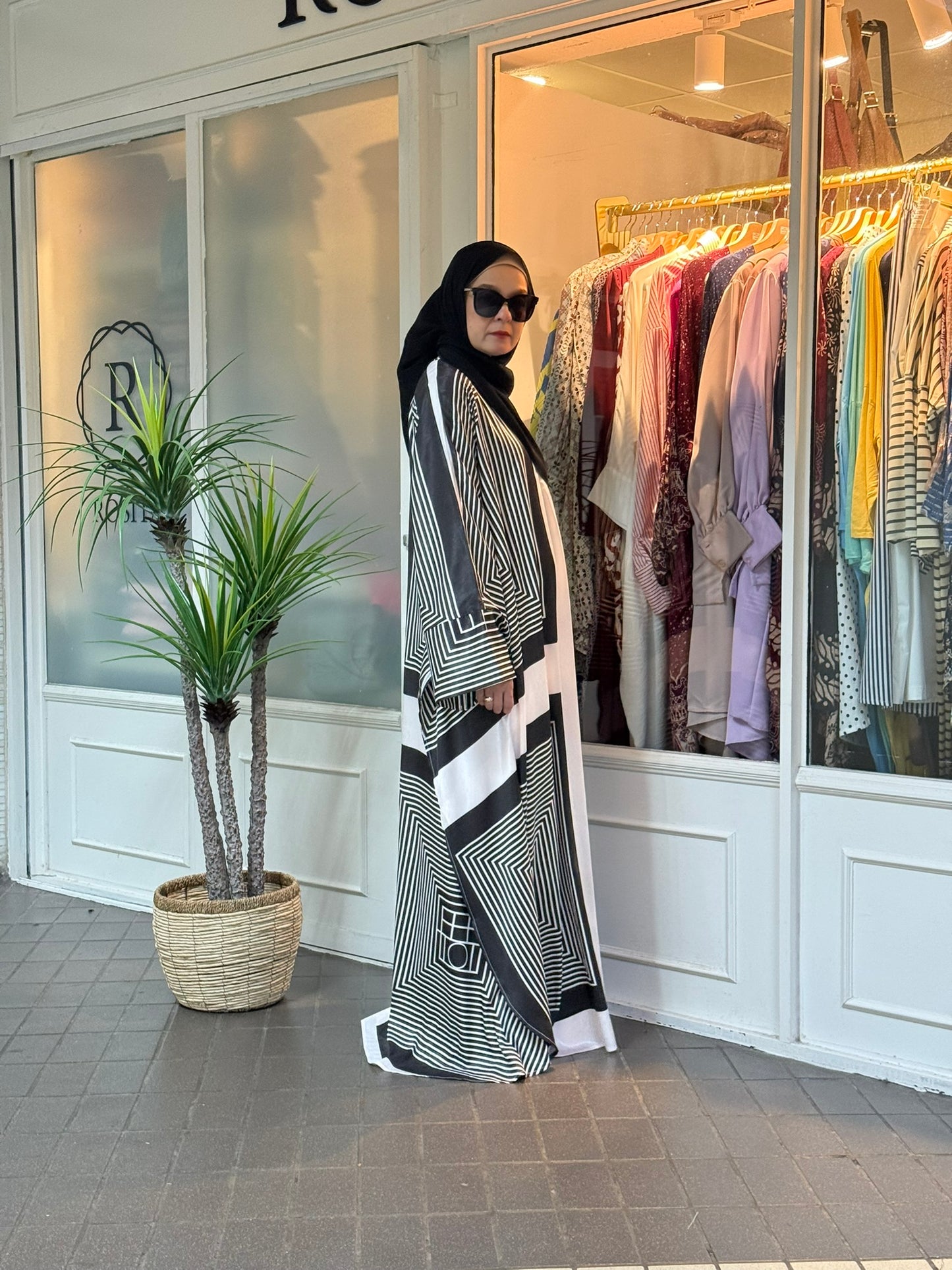 Layla Kaftan in LK05 Black Geometric (NEW!)