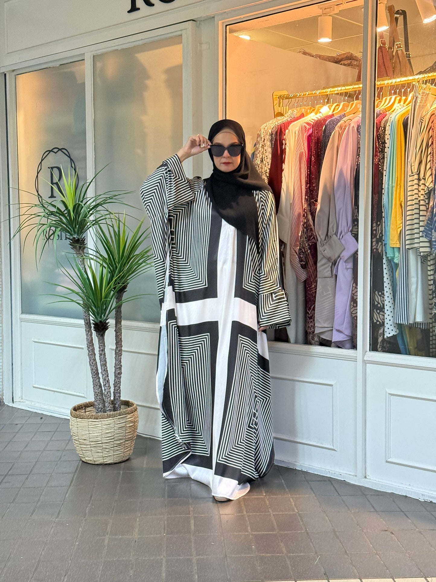 Layla Kaftan in LK05 Black Geometric (NEW!)