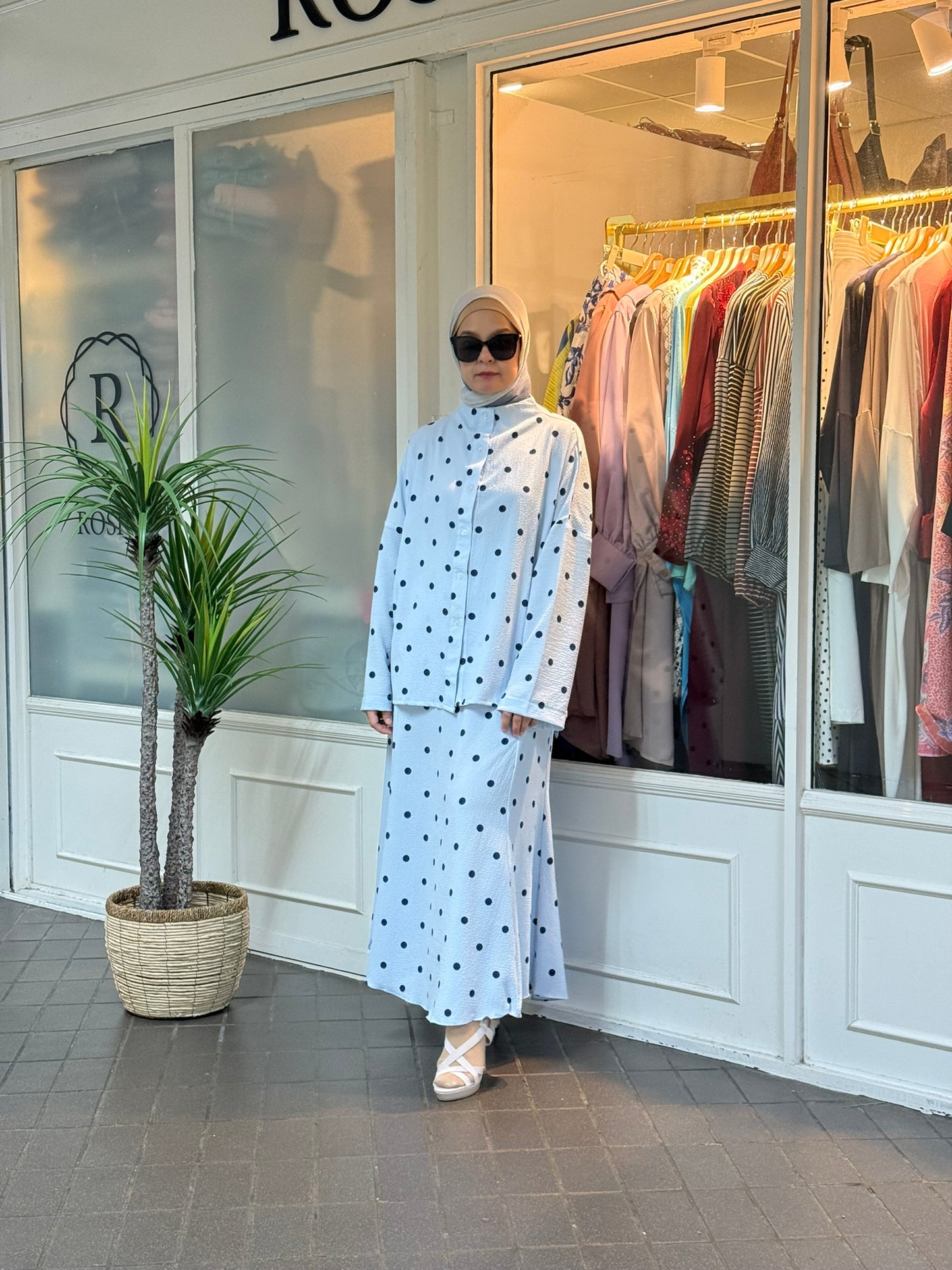 Jelita Polka Dot Co-Ord Set in Light Blue (NEW!)