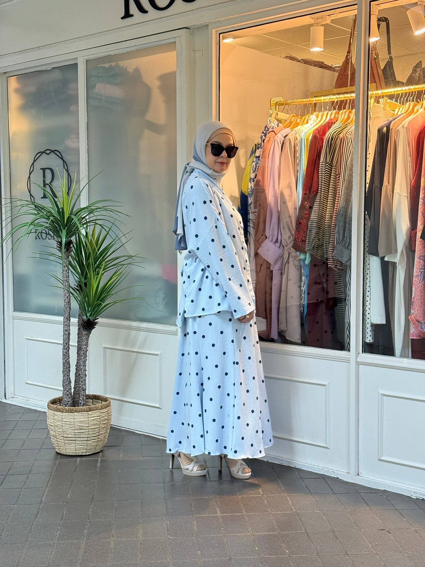 Jelita Polka Dot Co-Ord Set in Light Blue (NEW!)
