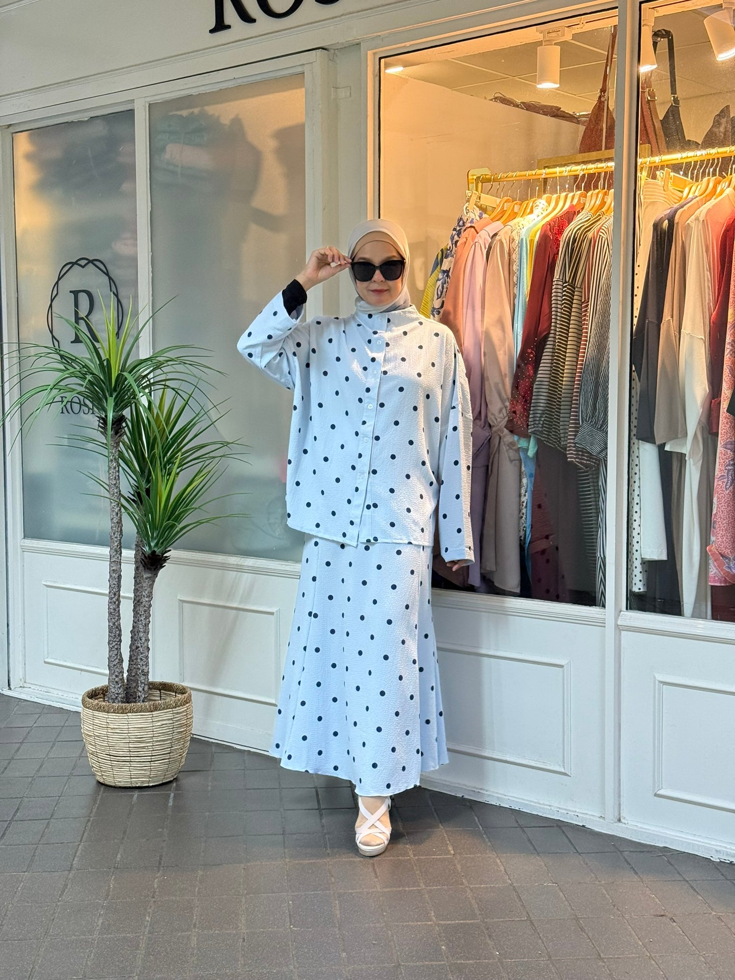 Jelita Polka Dot Co-Ord Set in Light Blue (NEW!)