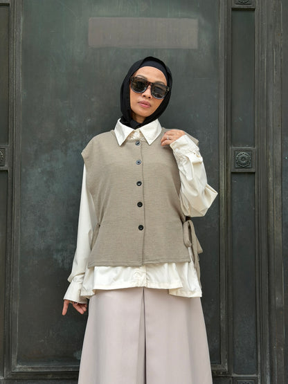 Vera Cotton Knit Vest in Light Olive (NEW!)