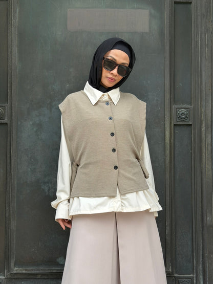 Vera Cotton Knit Vest in Light Olive (NEW!)