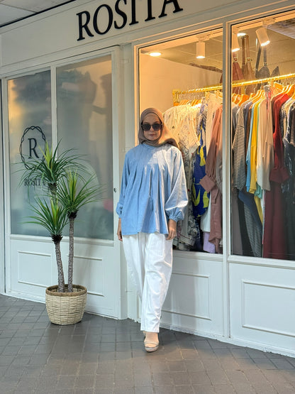 Faye Denim Top in Light Washed (NEW!)