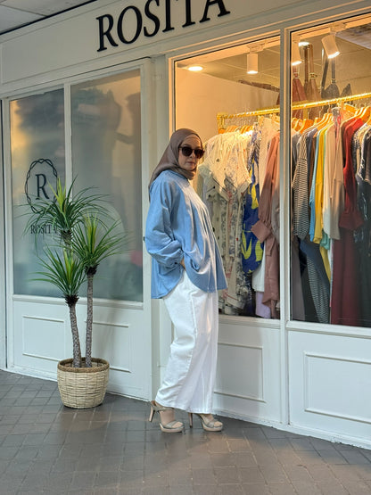 Faye Denim Top in Light Washed (NEW!)