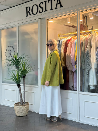 Molly Button Pleated Top in Lime Green (SALE!)